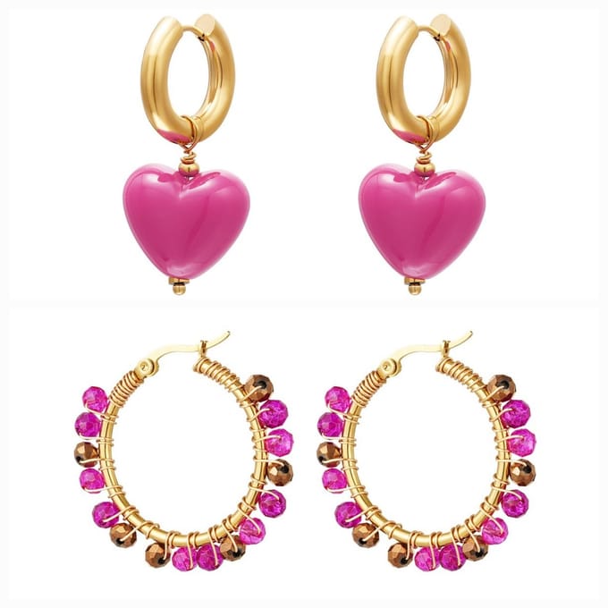 Yehwang |2 delig "earparty Heart" | stainless steel