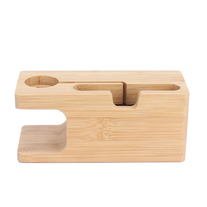 Support pour Smartphone Support de Charge pour Montre Rack de Rangement en Bambou pour Utilisation dans le Salon la Chambre beige