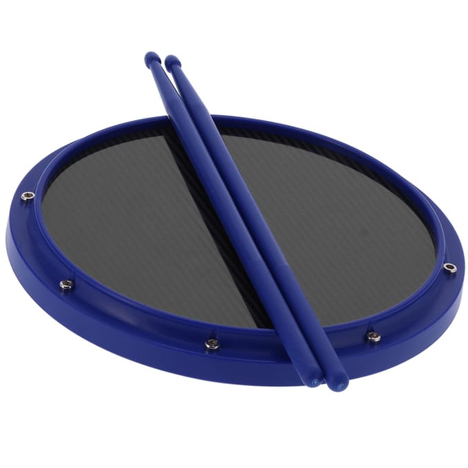 12in Drum Pad Percussie Training Koolstofvezel Antislip Schokabsorberende Mat met Drumstokken(Blauw )