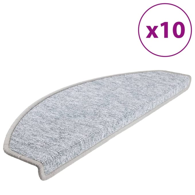 vidaXL - Trapmatten - 10 - st - 65 - x - 24 - x - 4 - cm - Lichtgrijs - Naaldvilt - - - 100% - PP