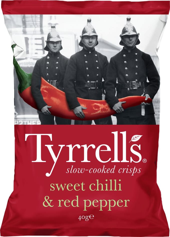 Tyrrells chips Sweet chili & red pepper 18x 40 gram