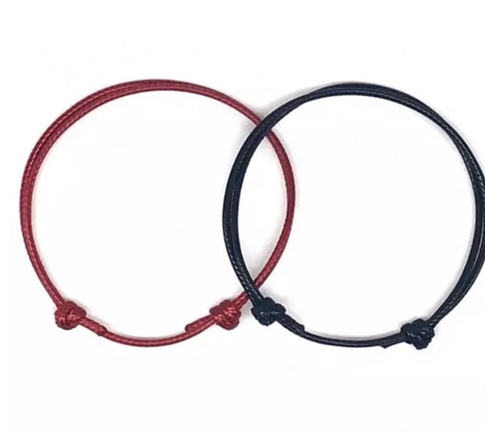 2 stuks-Armband-Zwart-Rood-1 mm - Charme Bijoux