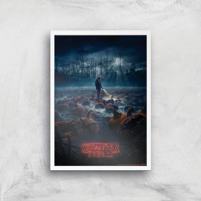 Stranger Things Pumpkin Patch Giclee Art Print - A3 - White Frame