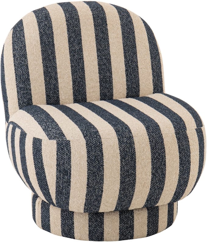 J-Line loungestoel Gestreept - textiel - blauw/gebroken wit