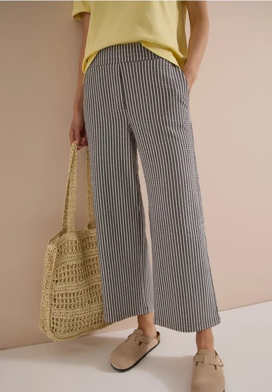 7/8 Wide Leg broek in seersucker stof