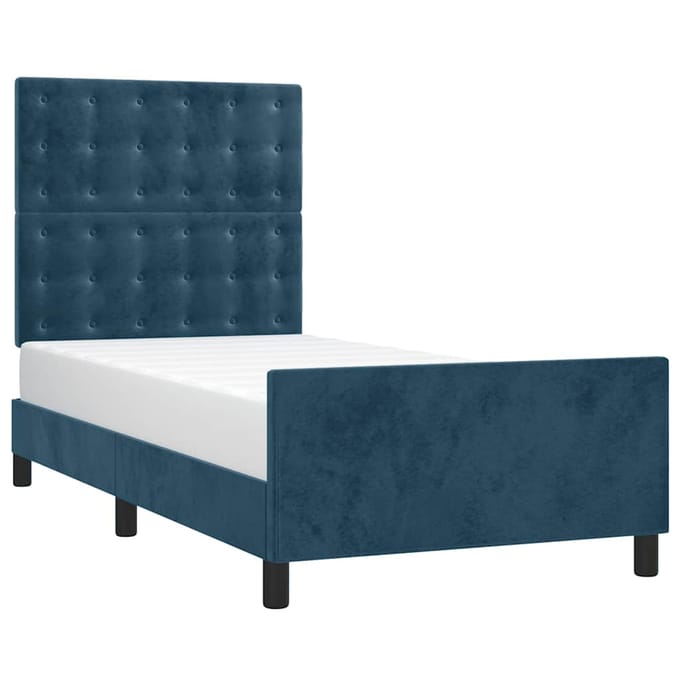 vidaXL - Bedframe - zonder - matras - 80x200 - cm - fluweel - donkerblauw