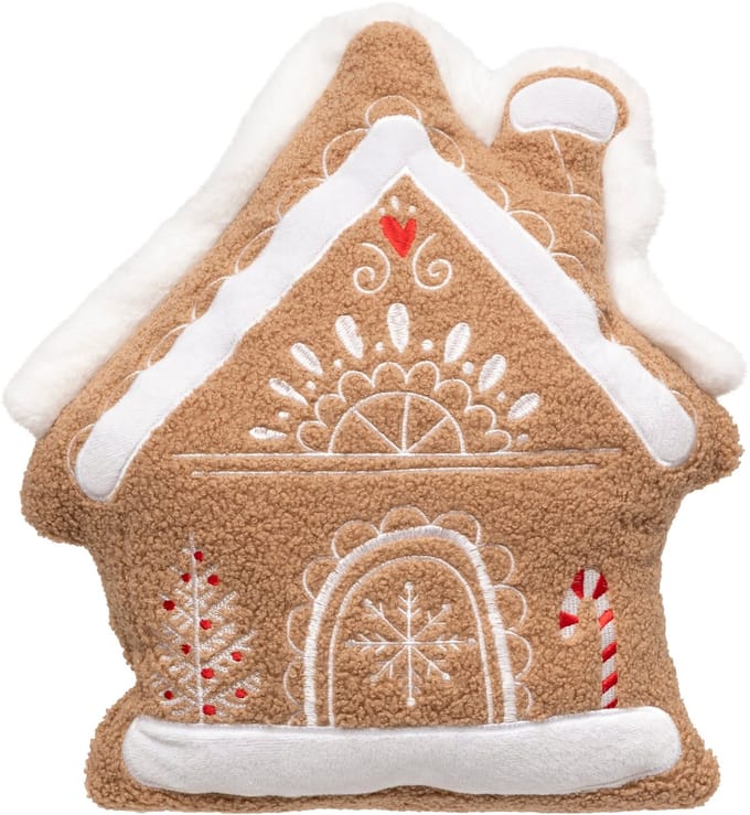 Fééric Lights and Christmas Sierkussen Peperkoeken Huisje - 35x40cm - Bruin
