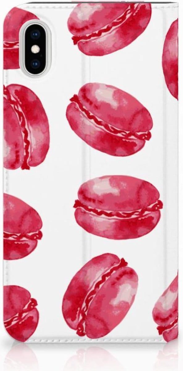 Apple iPhone Xs Max Flip Style Cover Pink Macarons
