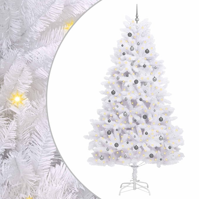 vidaXL - Kunstkerstboom - 300 - cm - PVC - en - Staal - Wit