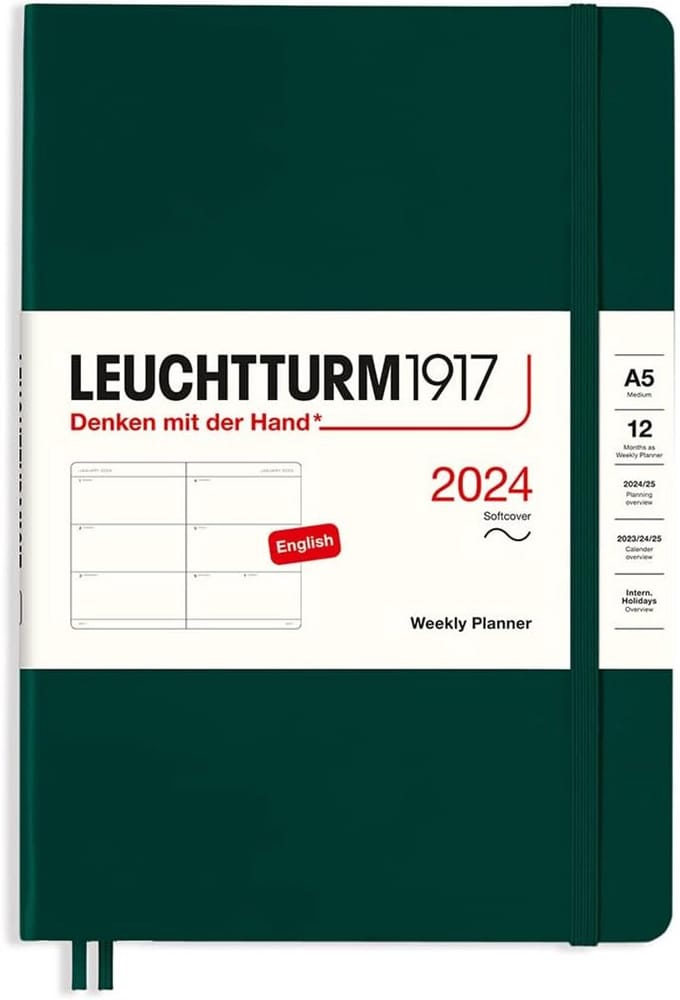 Weekkalender A5 Softcover 2024 - 12 Maanden Planner Groen