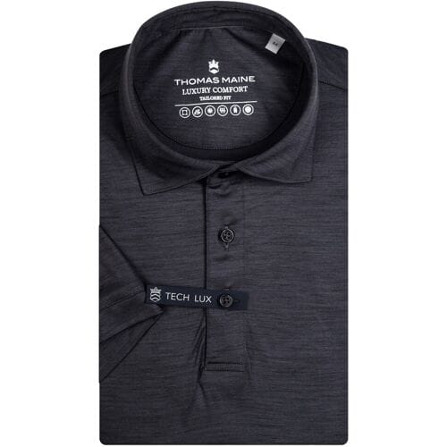 Thomas Maine Polo Wool Short Sleeve Luxury Comfort Dark Silver / male