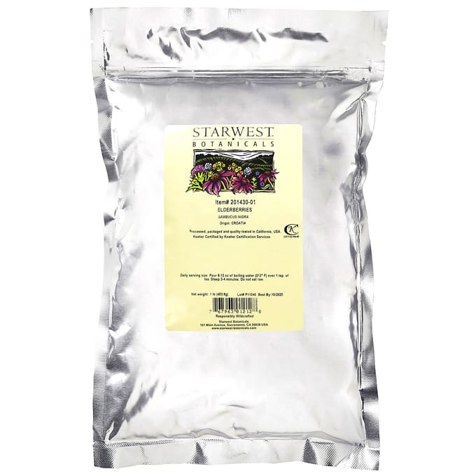 Starwest Botanicals, Vlierbes, 1 lb (453.6 g) black