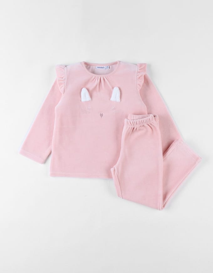 Noukie's - Pyjama - 2 delig - Velour - Meisjes - roze - 7 /8 jaar 122/128