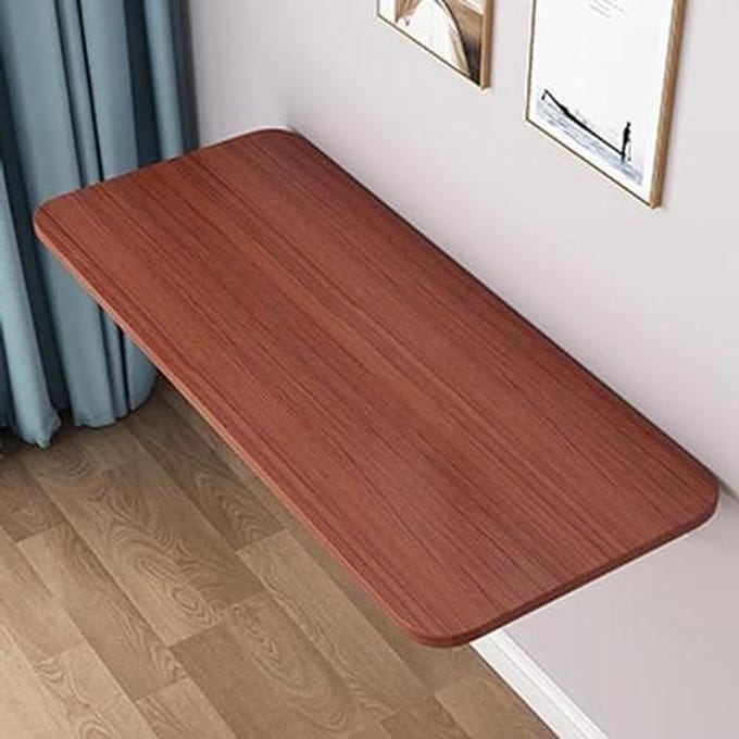 Wandbureau - Klaptafel - Ruimtebesparing - Veilig afgeronde randen - 100 x 20 cm - Teak