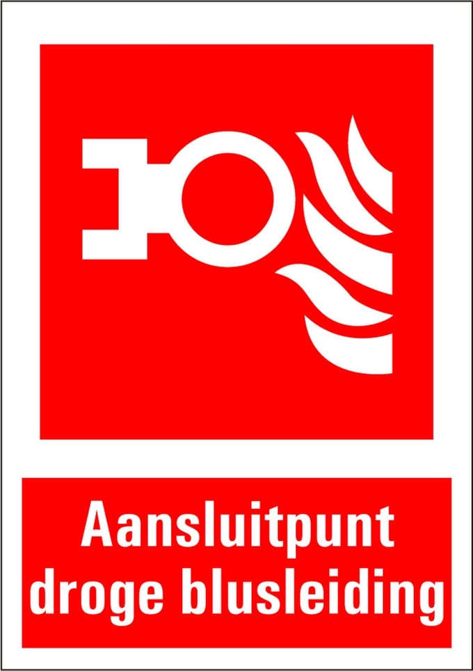 Aansluitpunt droge blusleiding sticker met tekst 210 x 297 mm