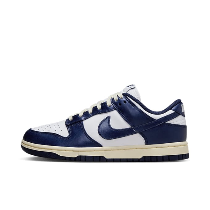Nike Dunk Low Premium Vintage Navy Dames Sneakers Blauw Wit Midnight-Navy FN7197-100 44
