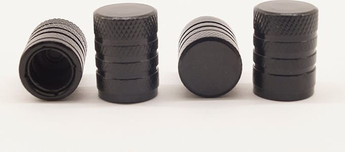 Schrader (auto) ventiel - Zwart aluminium - kunststof kern - grip