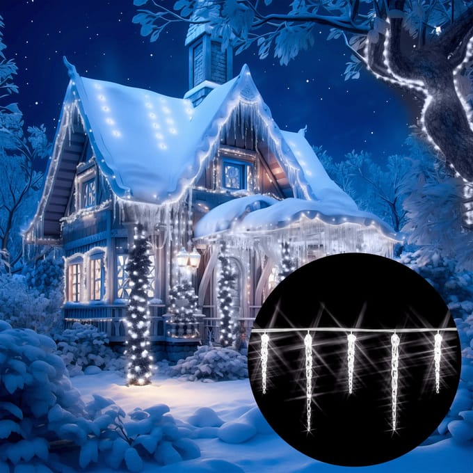 Monzana Lichtketting Kerstmis ijspegel 40 LED's 10,4m