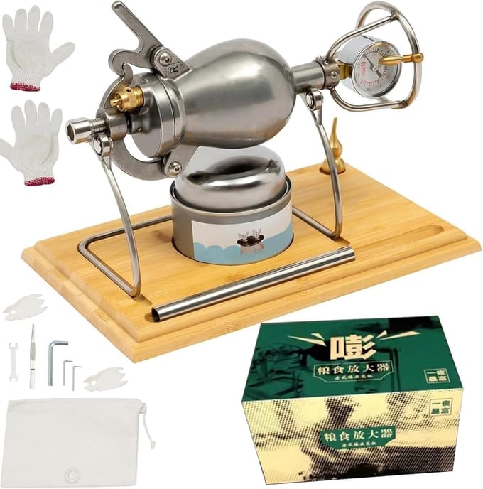 Hogedruk Popcorn Maker - Popcorn Kanon - Verse Snacks Maken - Traditioneel Ontwerp - 1 Liter Capaciteit - Zilver