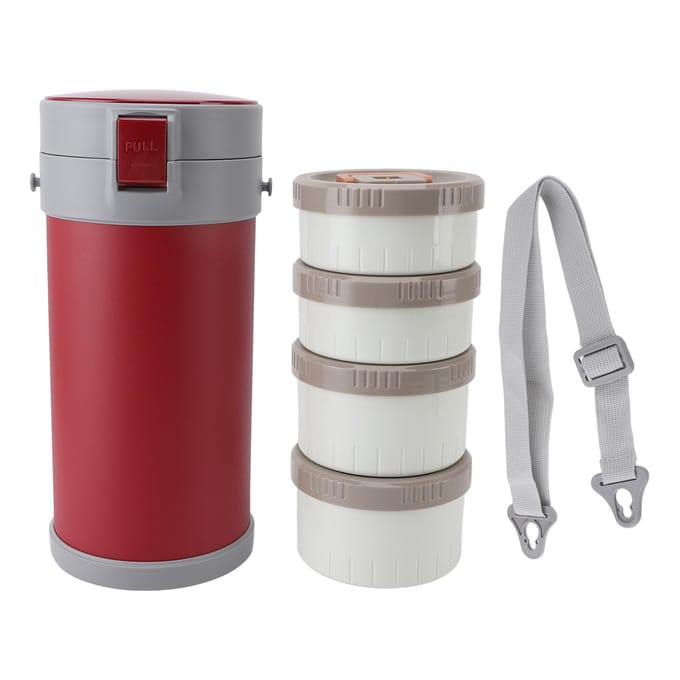 Bocal isotherme 2,9 L en acier inoxydable 304, résistant aux fuites, empilable, avec sangle L gray