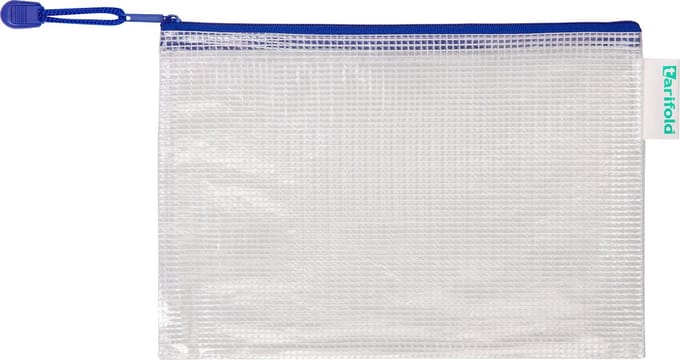 Djois opbergtas met ritssluiting A5 - 235x165mm - PVC - blauw - pak 8 stuks