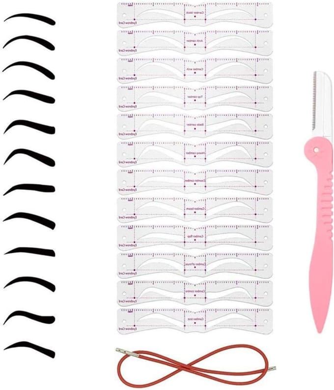 Wenkbrauw Sjabloon Set - Vorm Mal - Make-up Styling - Handsfree Band - 12 Stencils - N.v.t.
