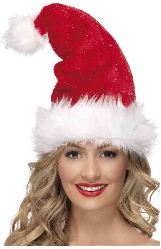 Smiffys - Kerstmuts - Met glitters - Deluxe