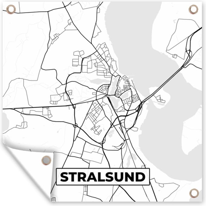 Tuindoek Stralsund - Stadskaart - Plattegrond - Kaart - 100x100 cm