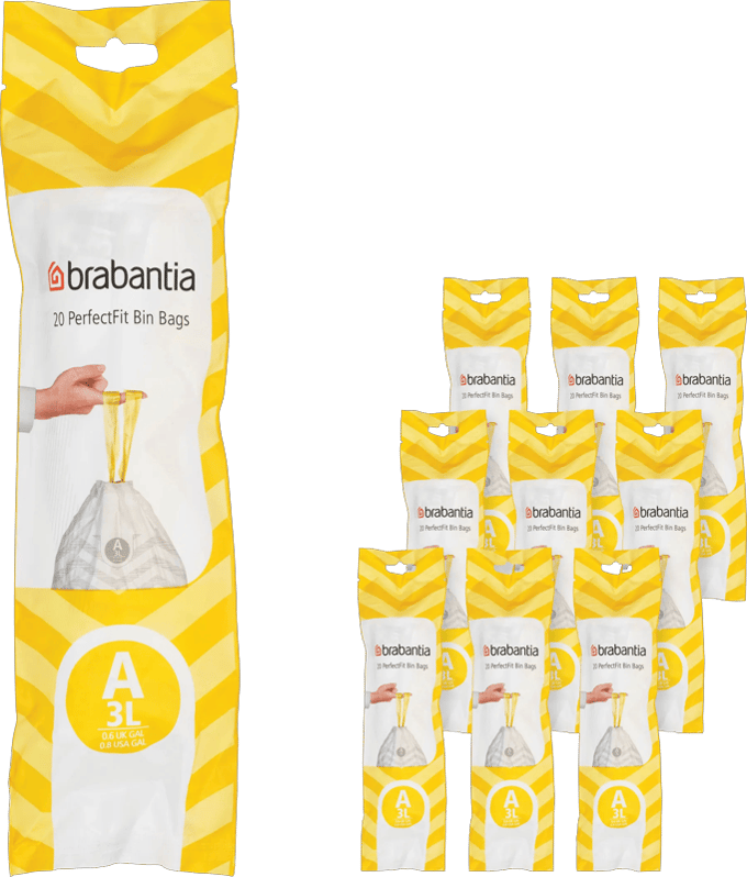 Brabantia PerfectFit Vuilniszakken - 3 l - Code A - 10 rollen x 20 stuks