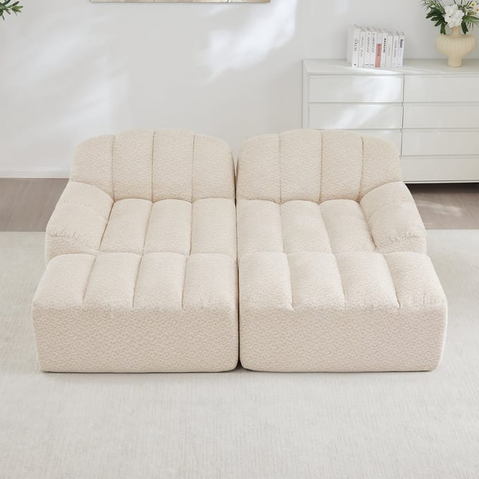 MODFU Modulaire Bank - Frameloos En Ergonomisch - Voor Woonkamer - Fleecestof - Beige Wit