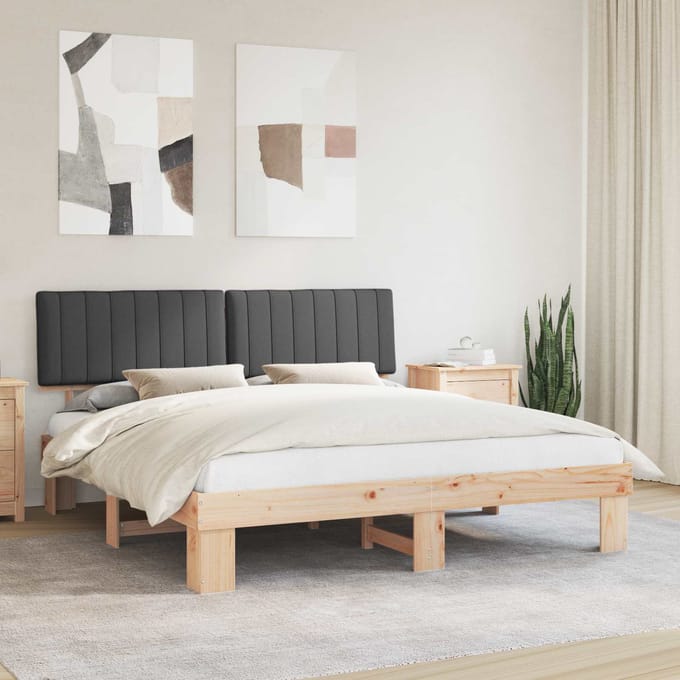 vidaXL - Bedframe - met - Gevoerde - Hoofdbord - Donkergrijs - 180 - x - 200 - cm