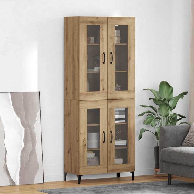vidaXL Highboard Artisan Eiken 69,5 x 34 x 180 cm Bewerkt hout