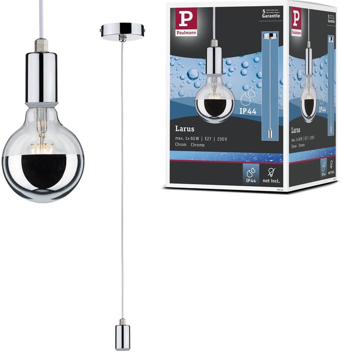 Hanglamp Larus IP44 E27 max. 60W Chroom dimbaar