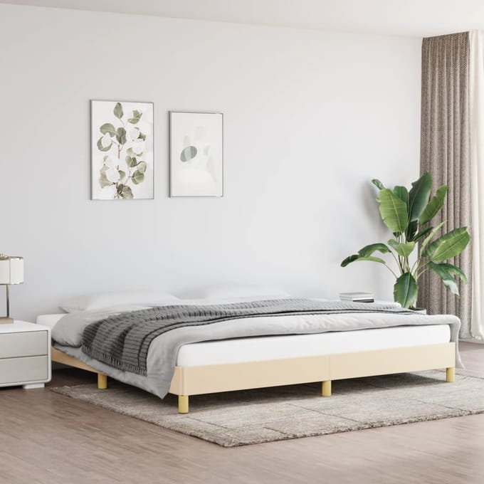 vidaXL - Bedframe - zonder - matras - stof - crèmekleurig - 200x200 - cm