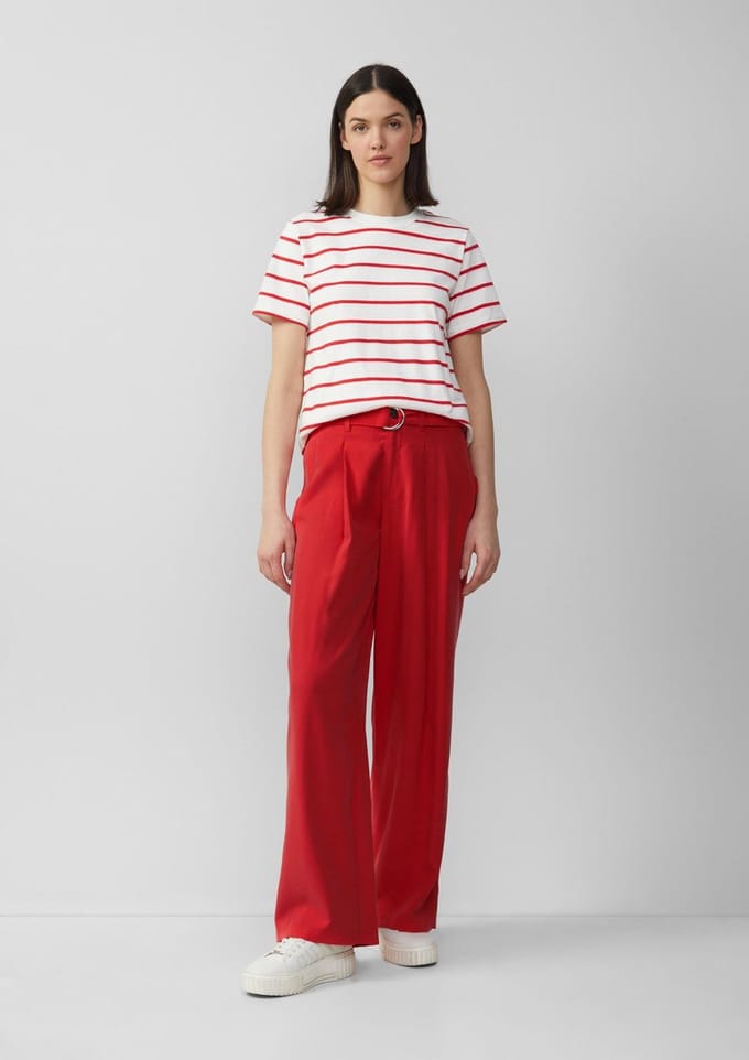 Wide leg broek met stoffen riem