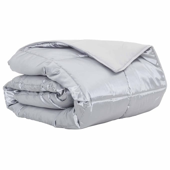 vidaXL - Zomer - Deken - Zilver - 200 - x - 220 - cm - Satijn - en - Microfiber