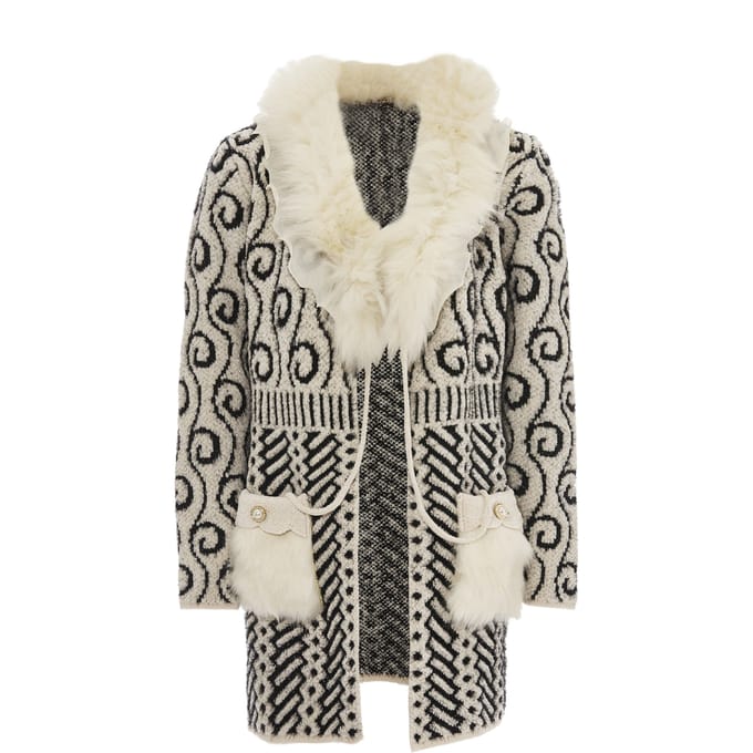 Faina Vest Dames wol wit zwart