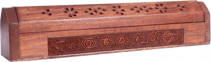 Wierookstokjes brander en bewaardoos 7 chakras - 31x5.5x6 - Hout