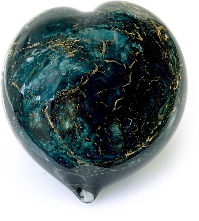 Loranto - Urn - Mini urn Hart - Groen/Bladgoud - Kleine glas urnen