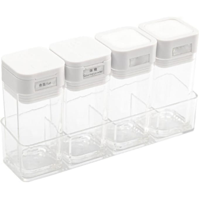 Kruidencontainer Compact Draagbaar Transparant Specerijenflesje voor Keuken Thuis 4 Kruiden white