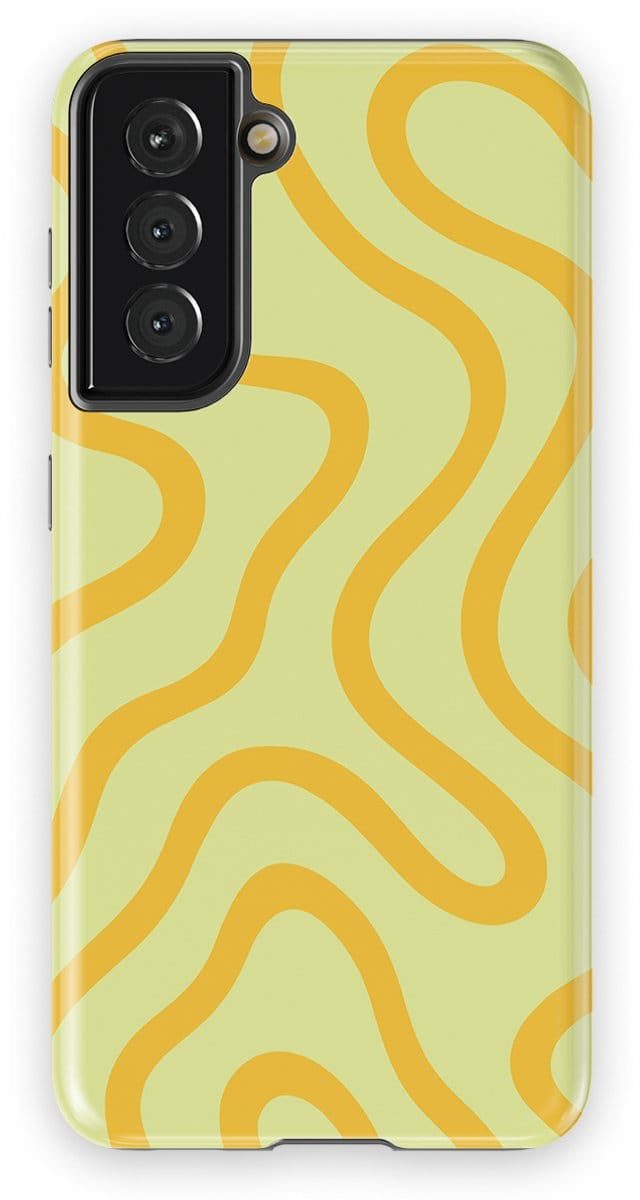 DripCase Curvy Lines Hoesje Samsung Galaxy S21 FE | Backcover met Mag | Design Tough Case Samsung Galaxy S21 FE Lemon Loop