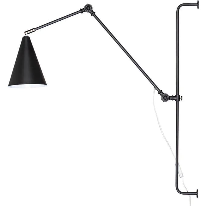 By Rydéns wandlamp Yukon Long, matzwart, metaal, E27