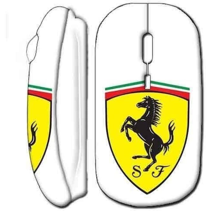 Souris Sans Fil Ferrari Logo Blanc