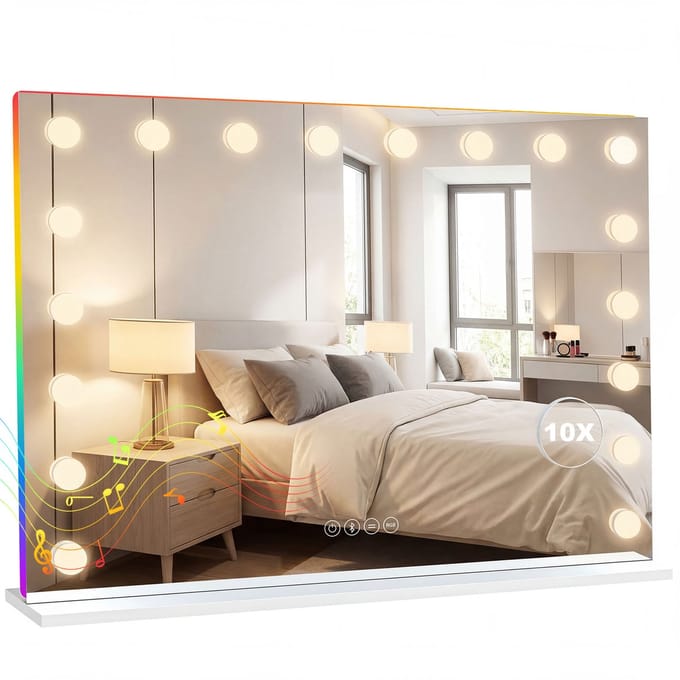 Homcom LED Kaptafel Make-up Spiegel-Glas-80L x 14B x 60H cm-Wit