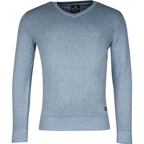 Baileys Trui Cotton V-Neck Allover 2-Tone Licht Blauw / male