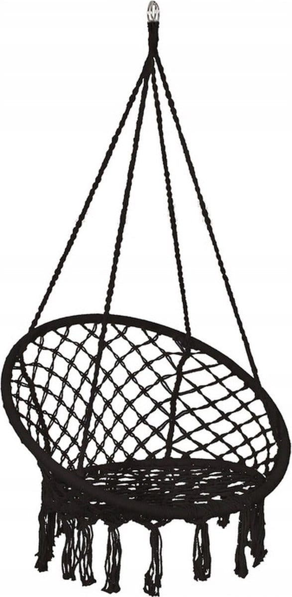 Springos Hangstoel | Binnen & Buiten | Belastbaar tot 150 kg | 120 x 79 cm | Zwart
