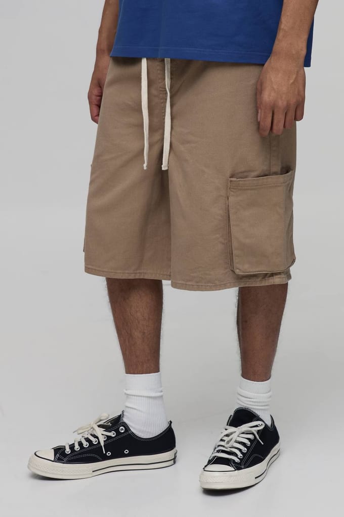 Parachute Fit Boxer Detail Longline Short | Stone | Size Medium