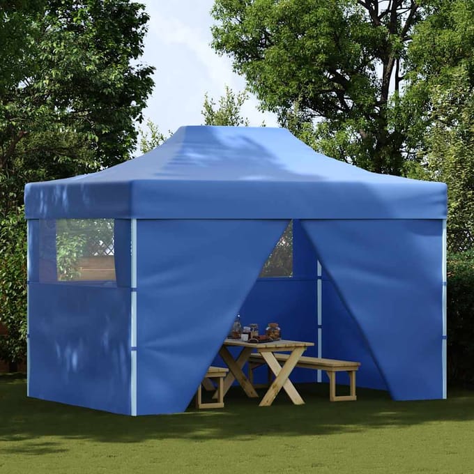 vidaXL - Vouwtent - pop-up - met - 4 - zijwanden - 3x4,5 - m - blauw