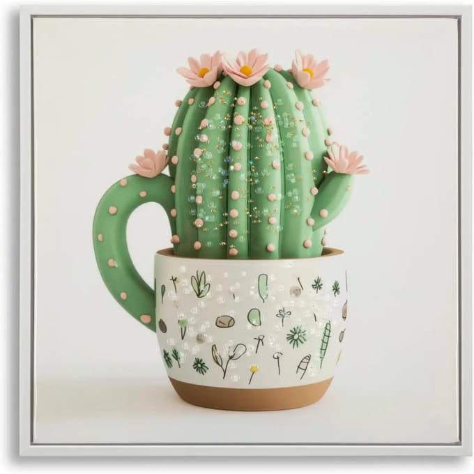 Muurdecoratie afdruk op ster met lijst pot cactus B Mauro Ferretti Laccata