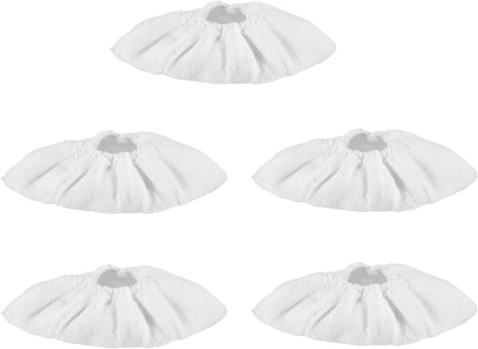 Microvezeldeksels - Stoomreiniger Doeken - Grondig Reinigen - Elastische Bevestiging - 5 Stuks - Wit